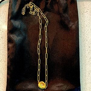Costume Gold Necklace with faux diamond inlay